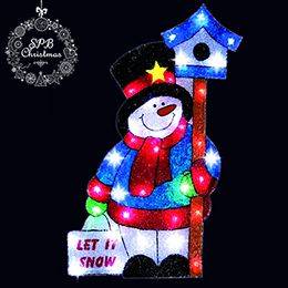 Панно светодиодное «Снеговик со скворечником» (60х40см, 34LED, IP44, уличное, EVA) 